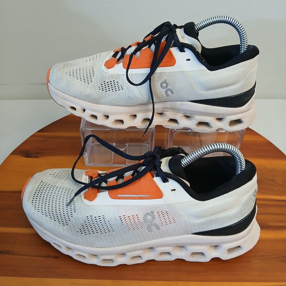 On Cloudstratus Women 8 White Orange Running Shoes Sneakers 3WD30121148